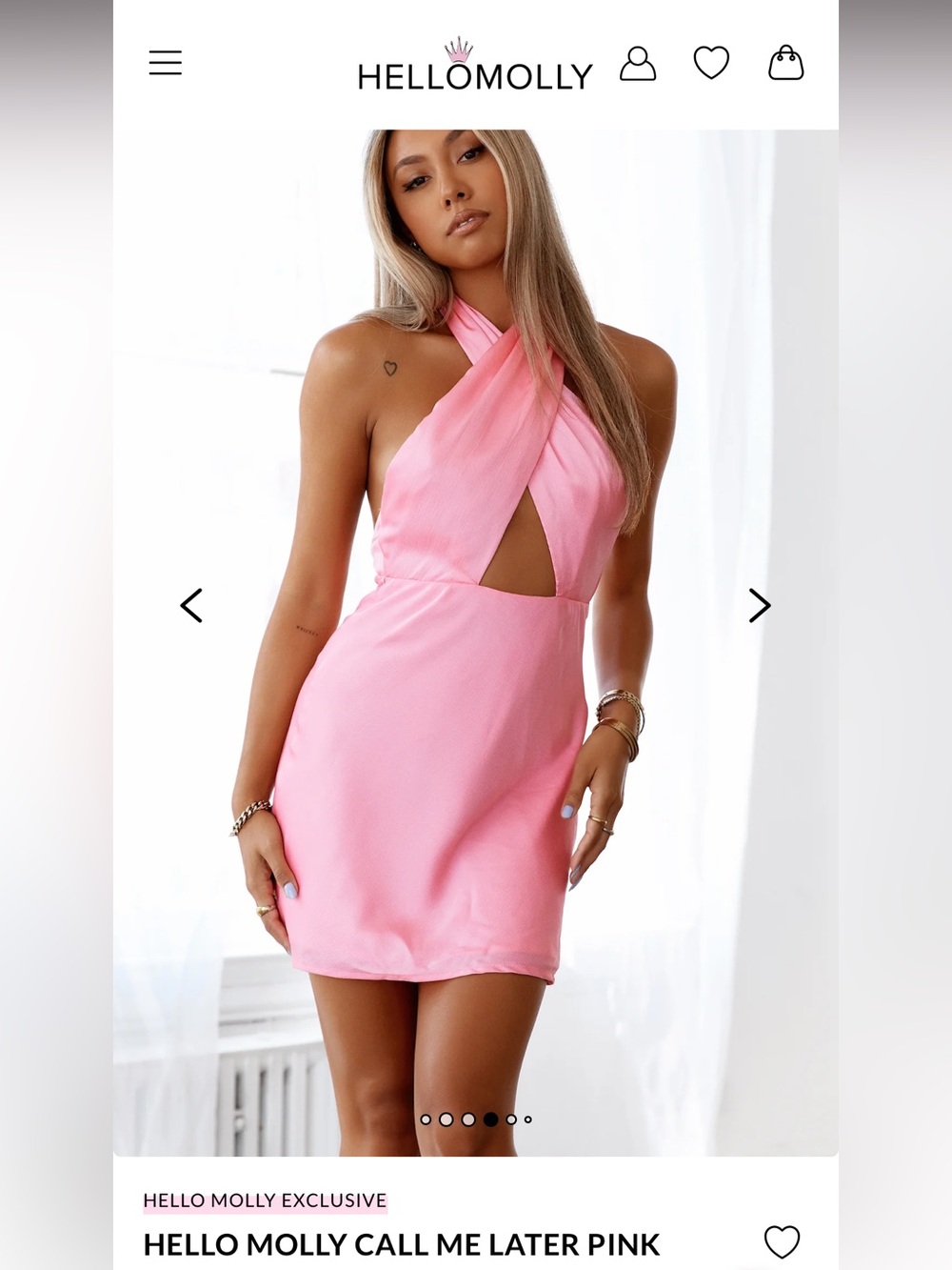 Hello Molly Pink Crisscross Halter Mini Dress